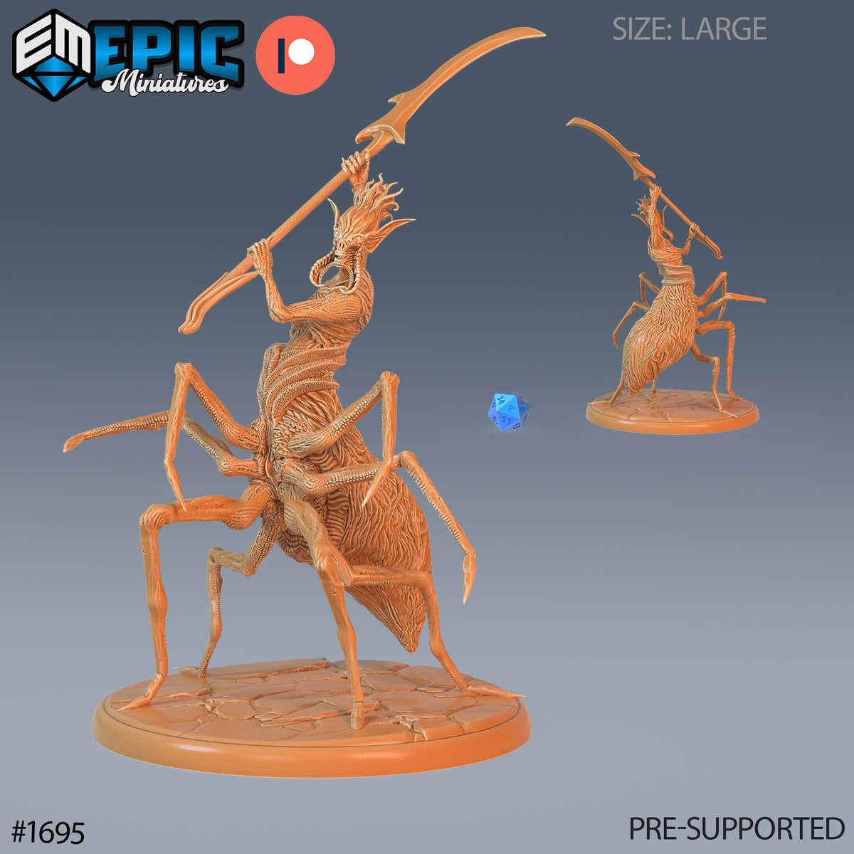 Drider Abomination Option #1695 front DND miniature Caves of Despair 16k resin