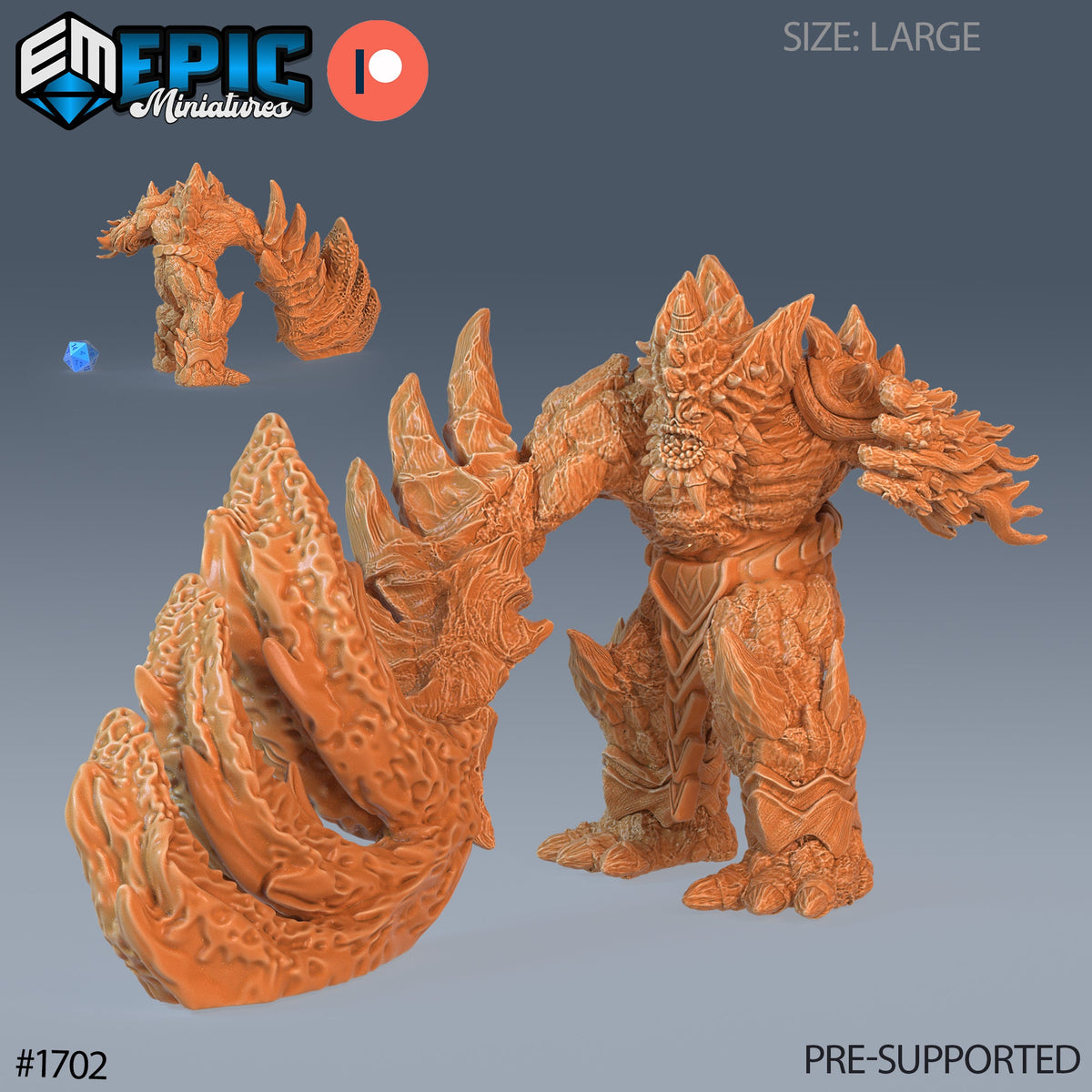 Lava Golem Option #1702 front DND miniature Caves of Despair 16k resin