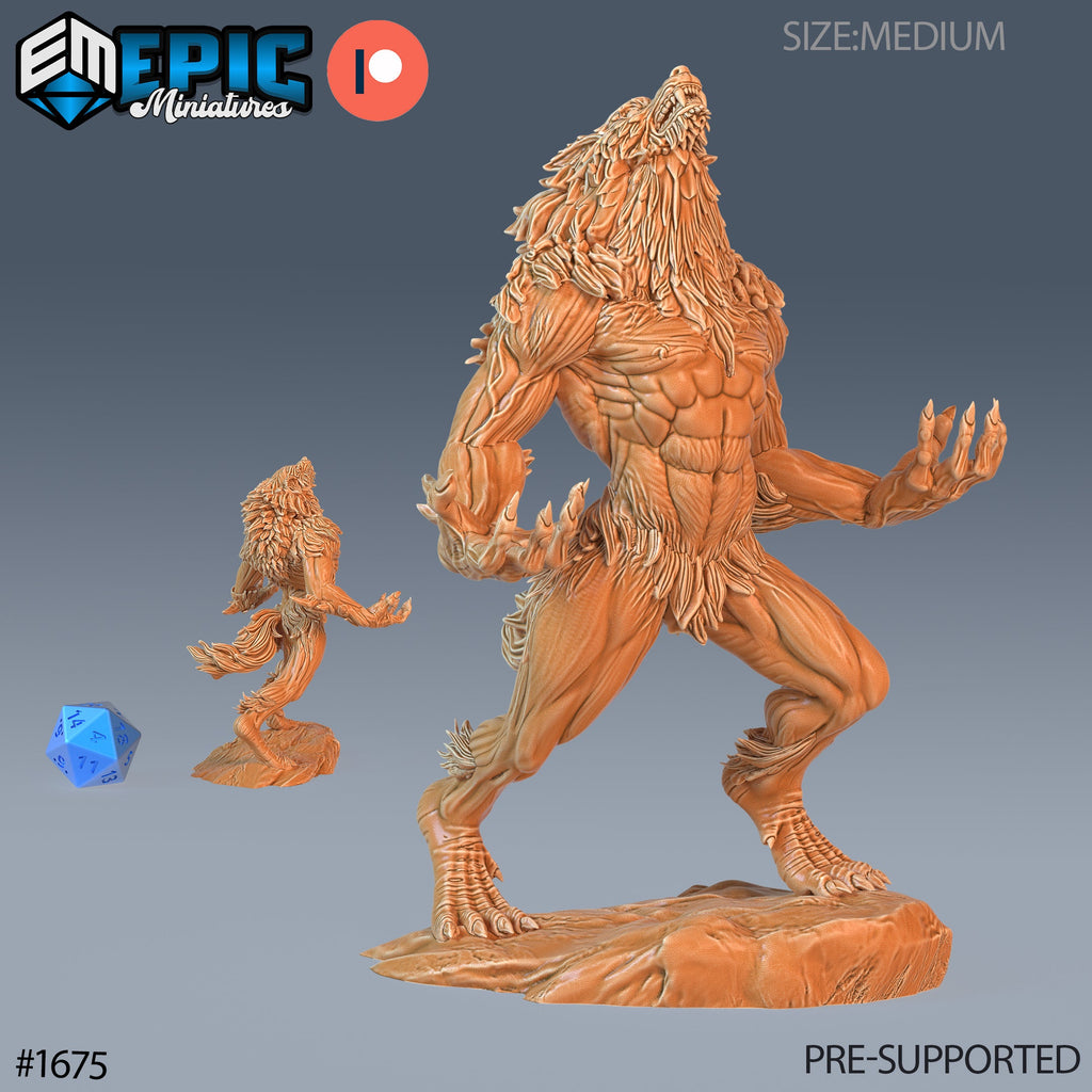 Werewolf Brute Option #1675 front DND miniature Caves of Despair 16k resin
