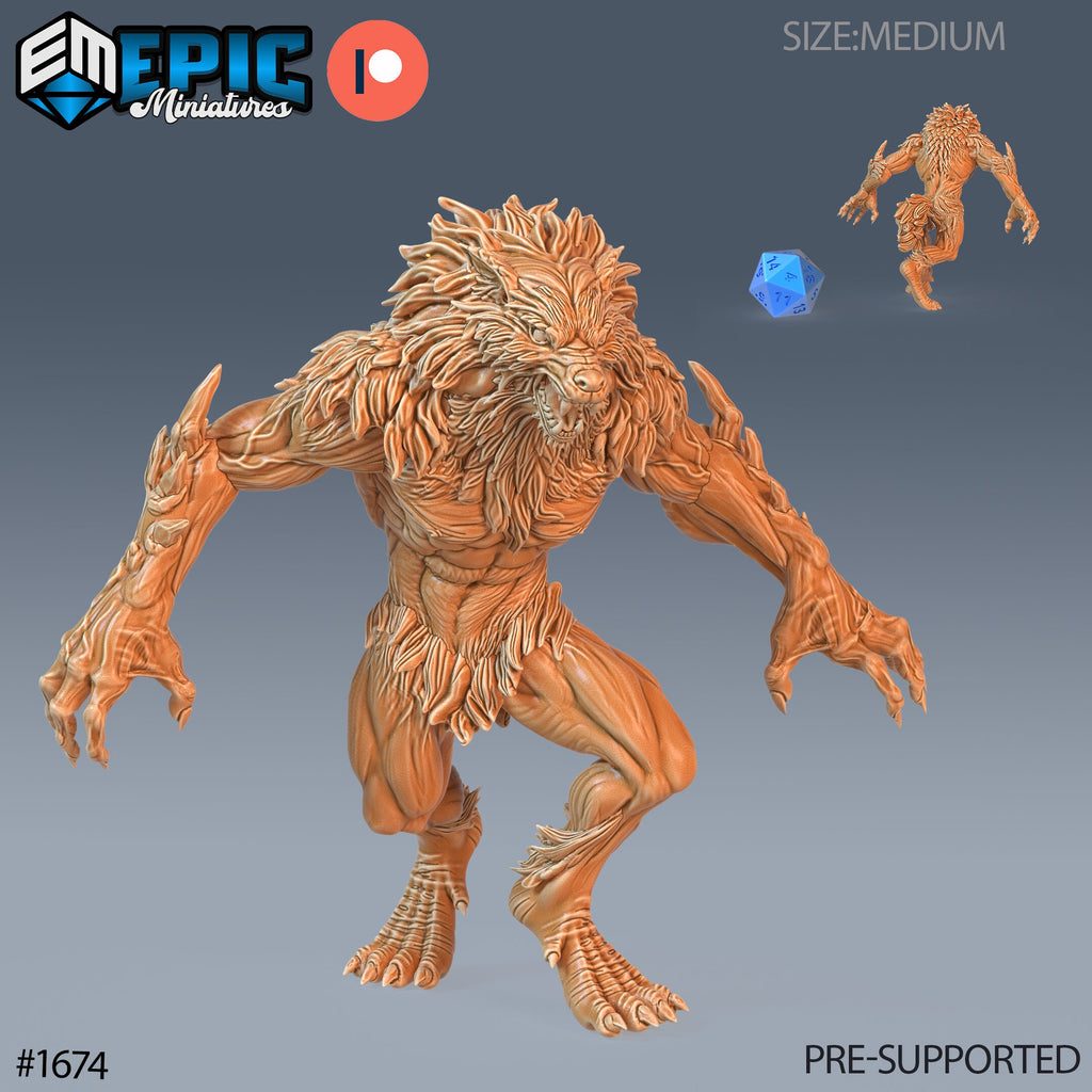 Werewolf Brute Option #1674 front DND miniature Caves of Despair 16k resin