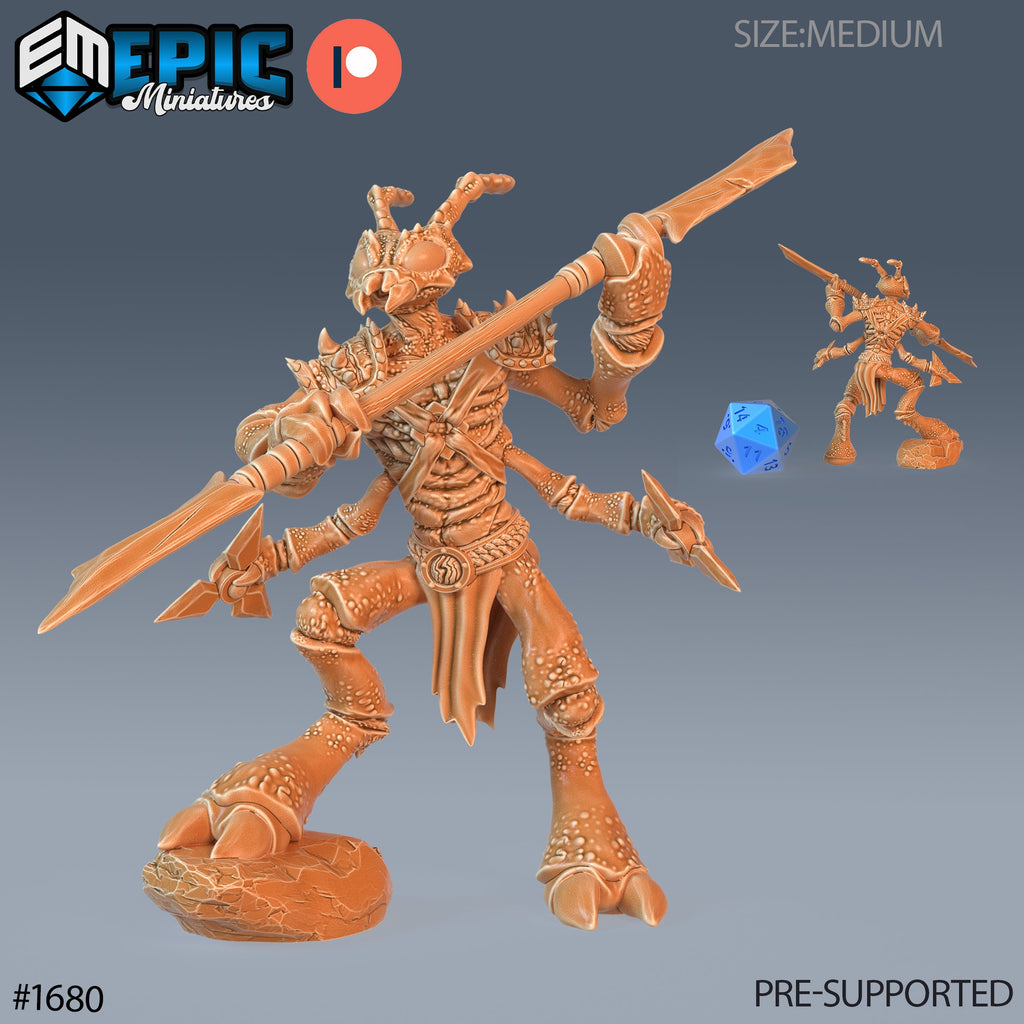 Thri Kreen Insectoid Ant Option #1680 front DND miniature Caves of Despair 16k resin