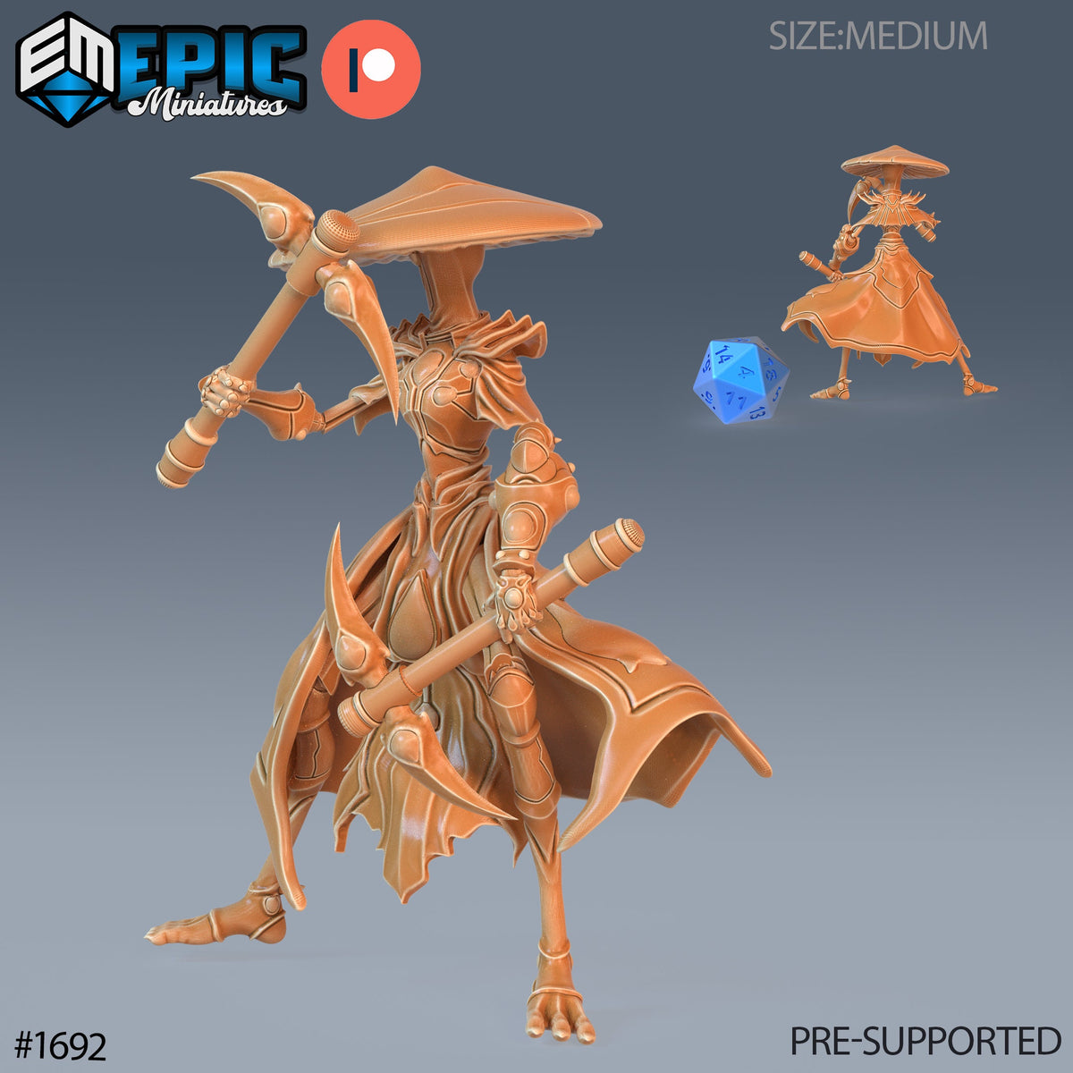 Mushroom Folk Warrior Option #1692 front DND miniature Caves of Despair 16k resin