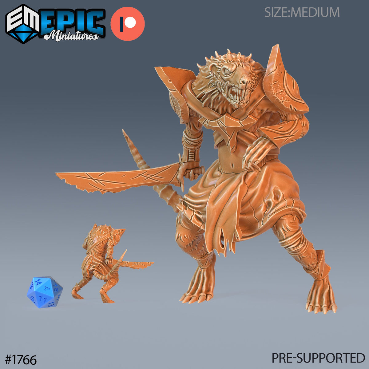 Sewer Rat Tribe Option #1766 front DND miniature Guild of Thieves 16k resin