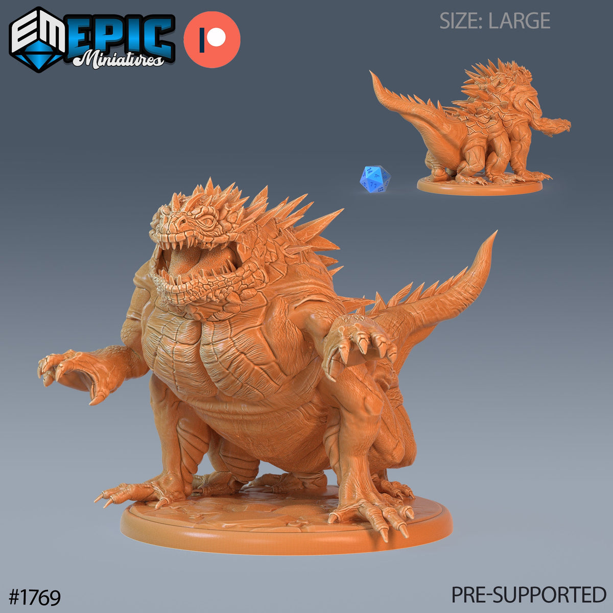 Classic Basilisk Option #1769 front DND miniature Guild of Thieves 16k resin