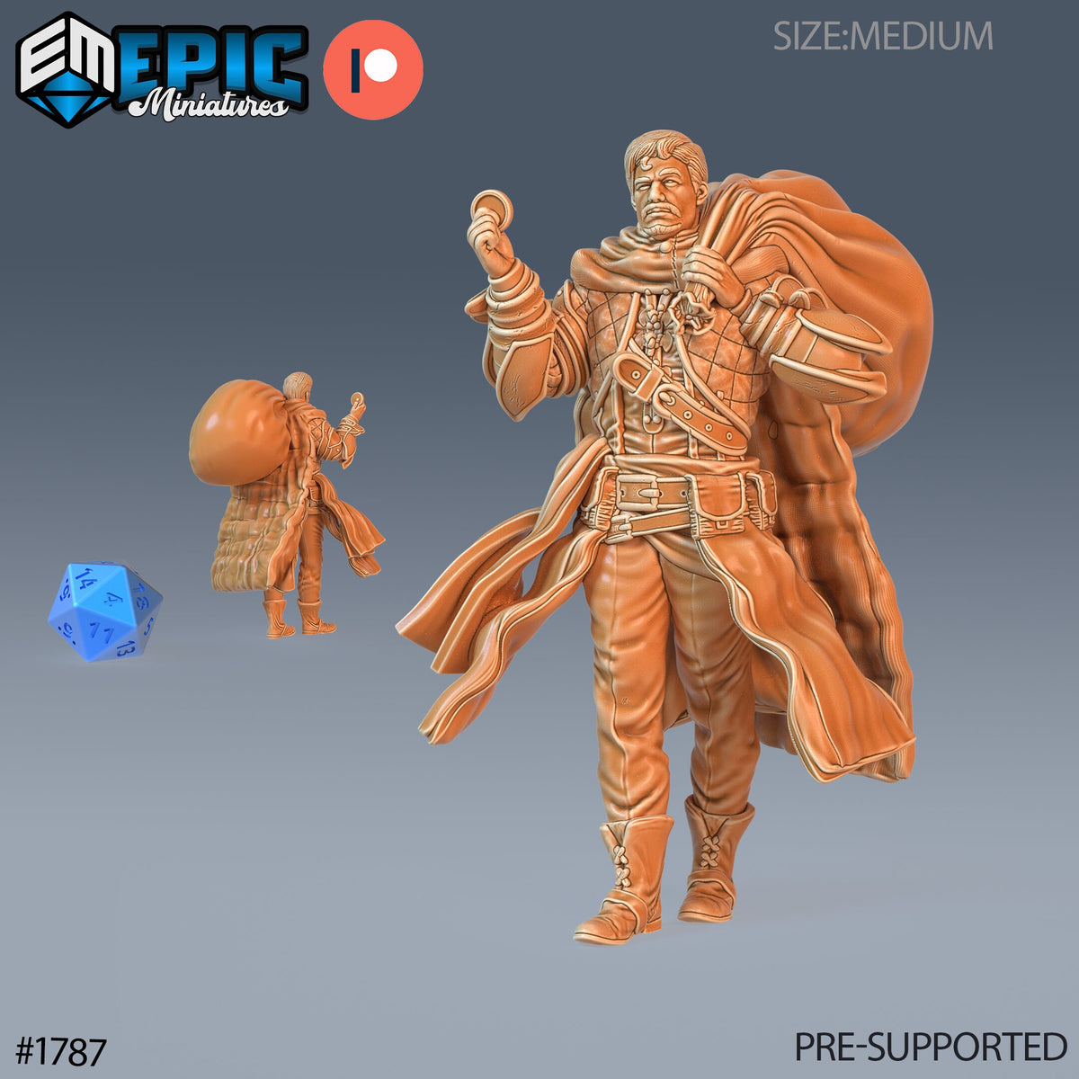 Human Thief Option #1787 front DND miniature Guild of Thieves 16k resin