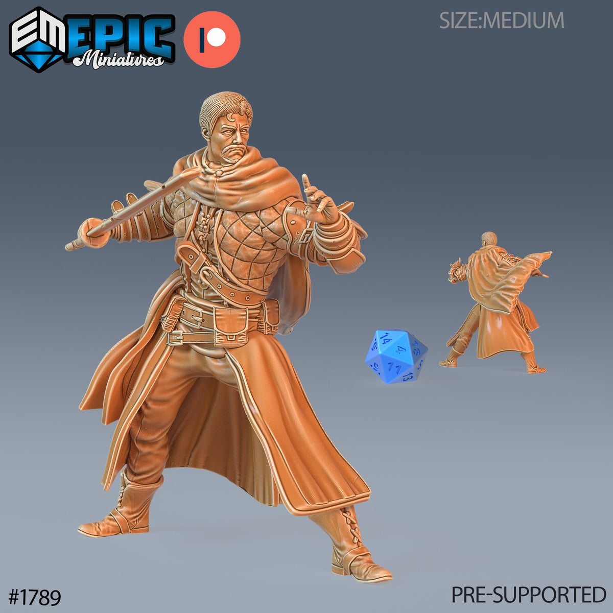 Human Thief Option #1789 front DND miniature Guild of Thieves 16k resin