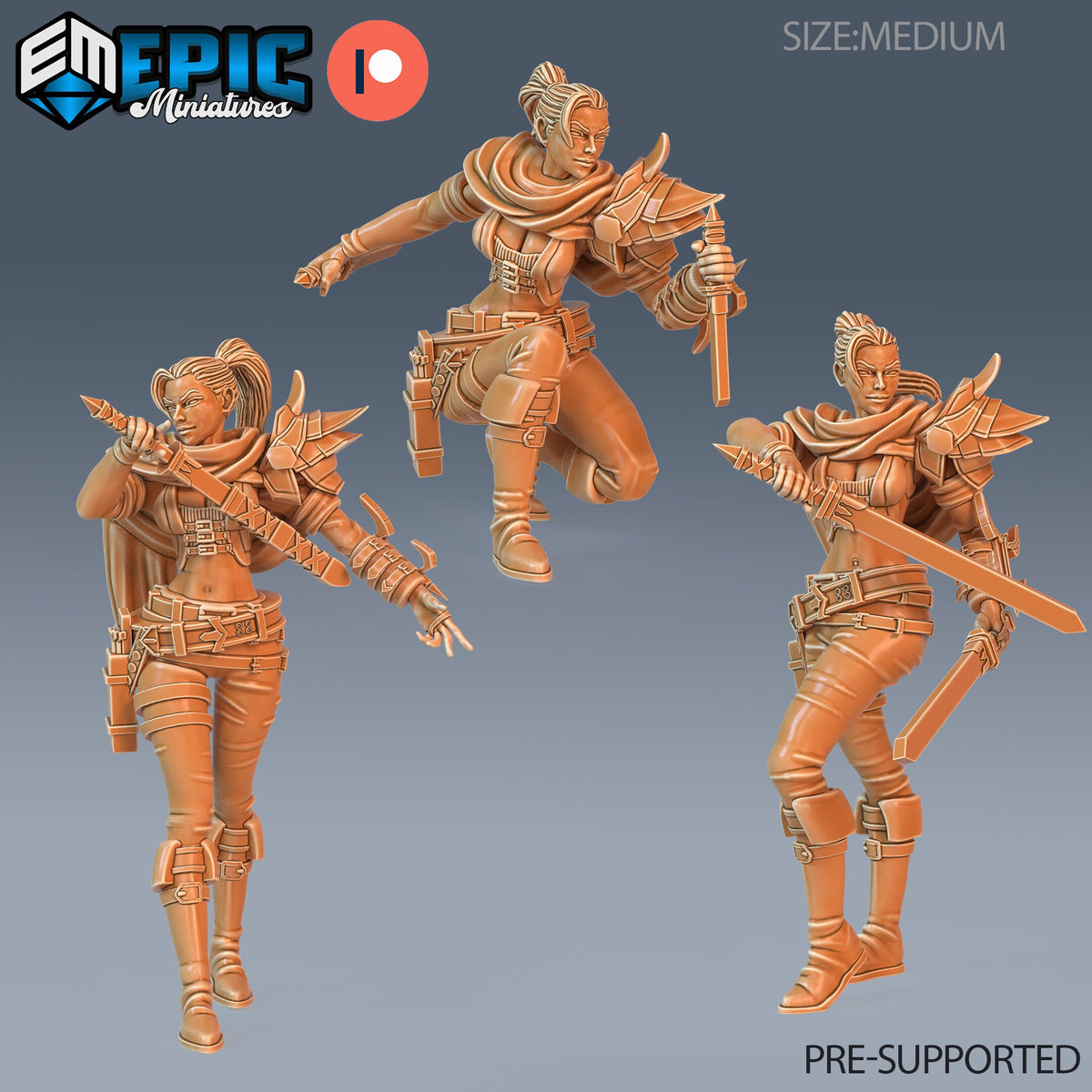 Female Assassin Set of 3 DND miniatures group photo Guild of Thieves