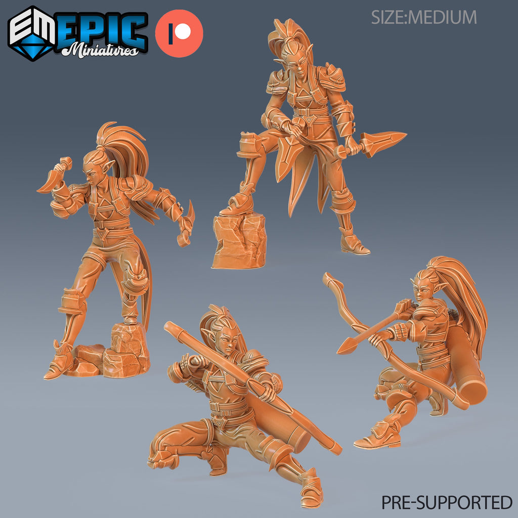 Elf Rogue Set of 4 DND miniatures group photo Guild of Thieves