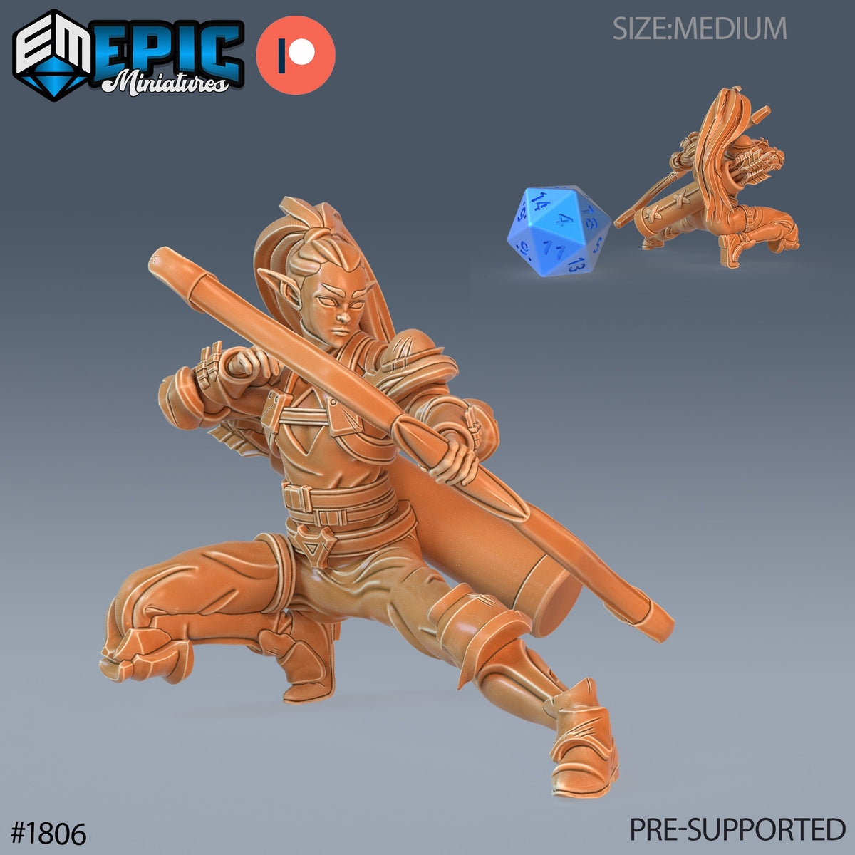 Elf Rogue Option #1806 front DND miniature Guild of Thieves 16k resin
