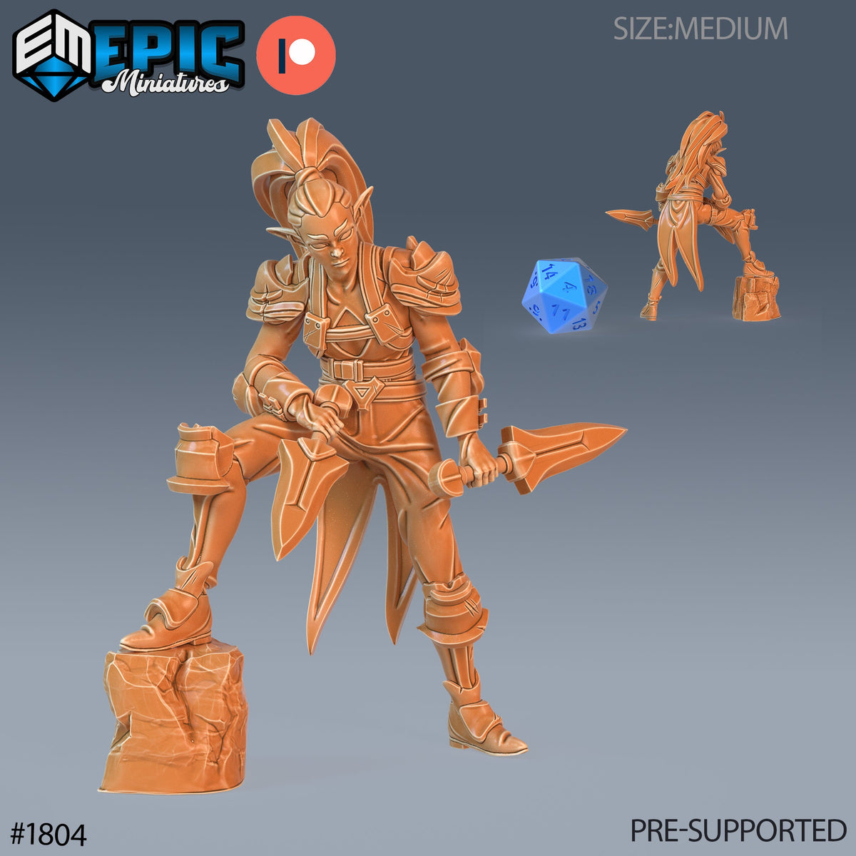 Elf Rogue Option #1804 front DND miniature Guild of Thieves 16k resin