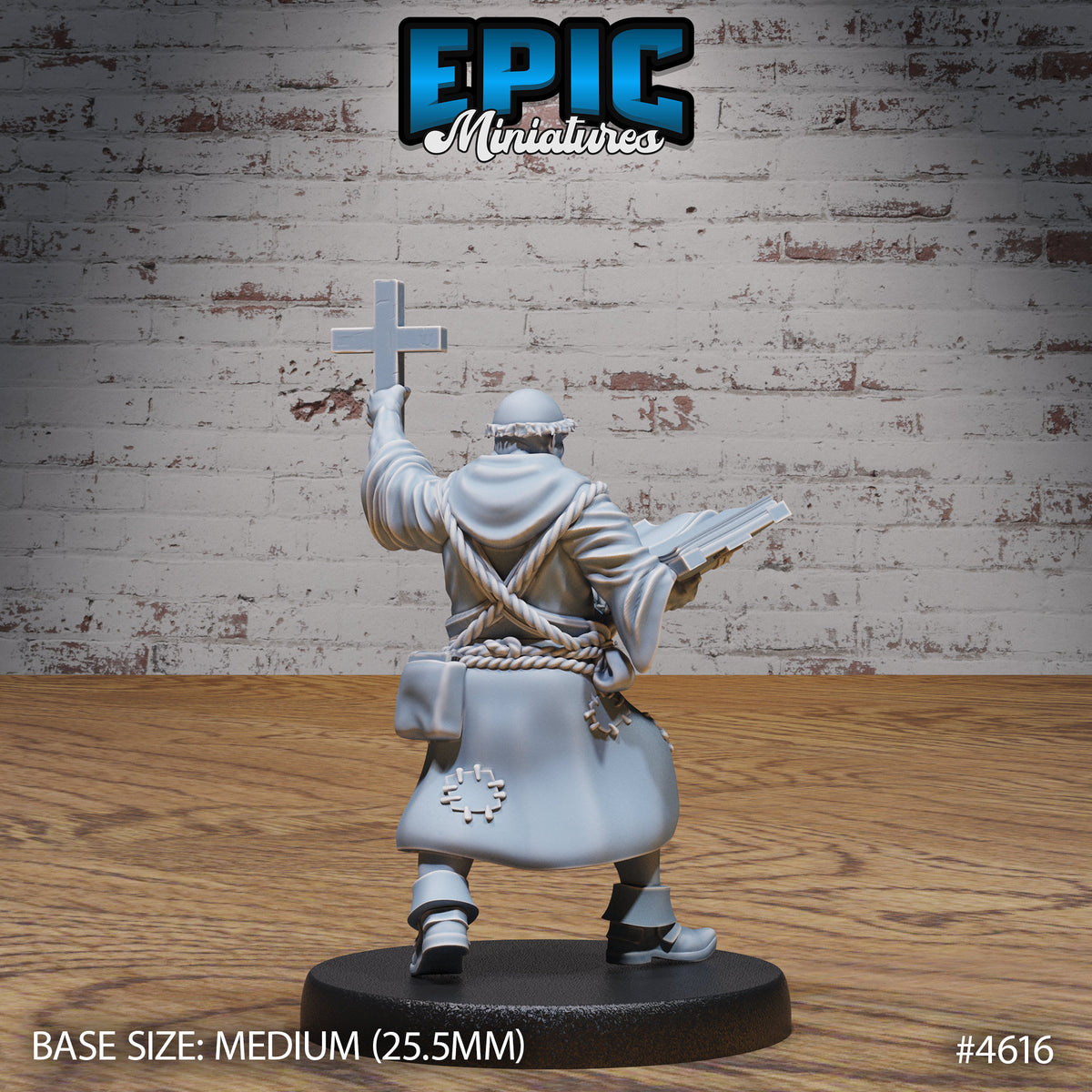 Medieval Cleric Monk Option #4616 back DND miniature Faith Defender 16k resin