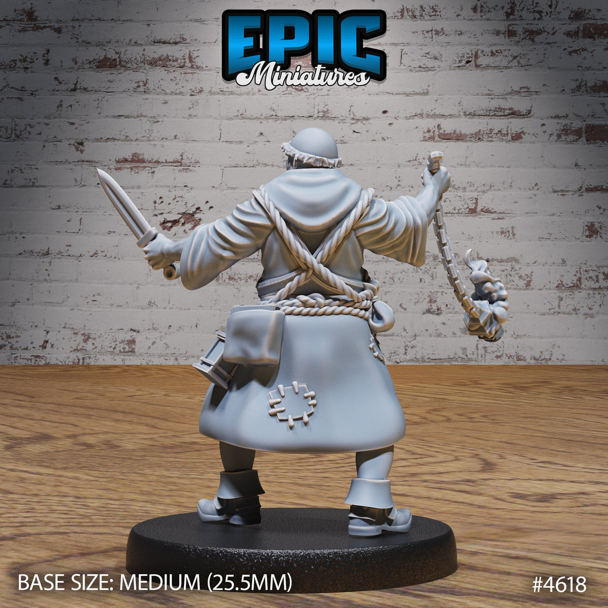 Medieval Cleric Monk Option #4618 back DND miniature Faith Defender 16k resin