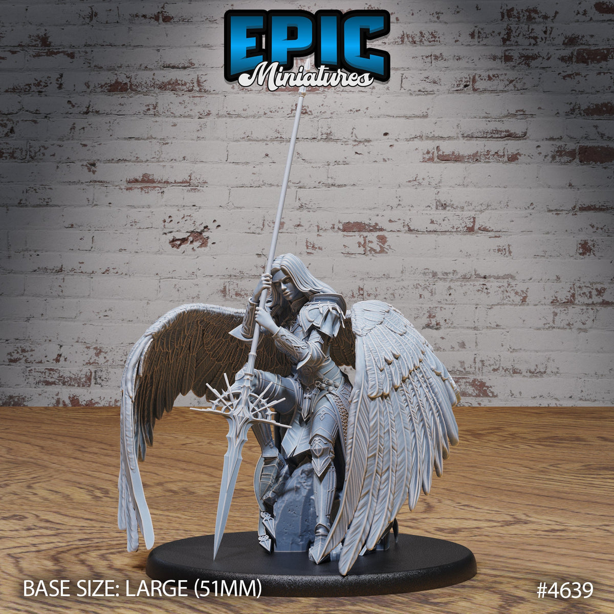 Female Planetar Angel #2 at 75mm tall front DND miniature Faith Defender 16k resin