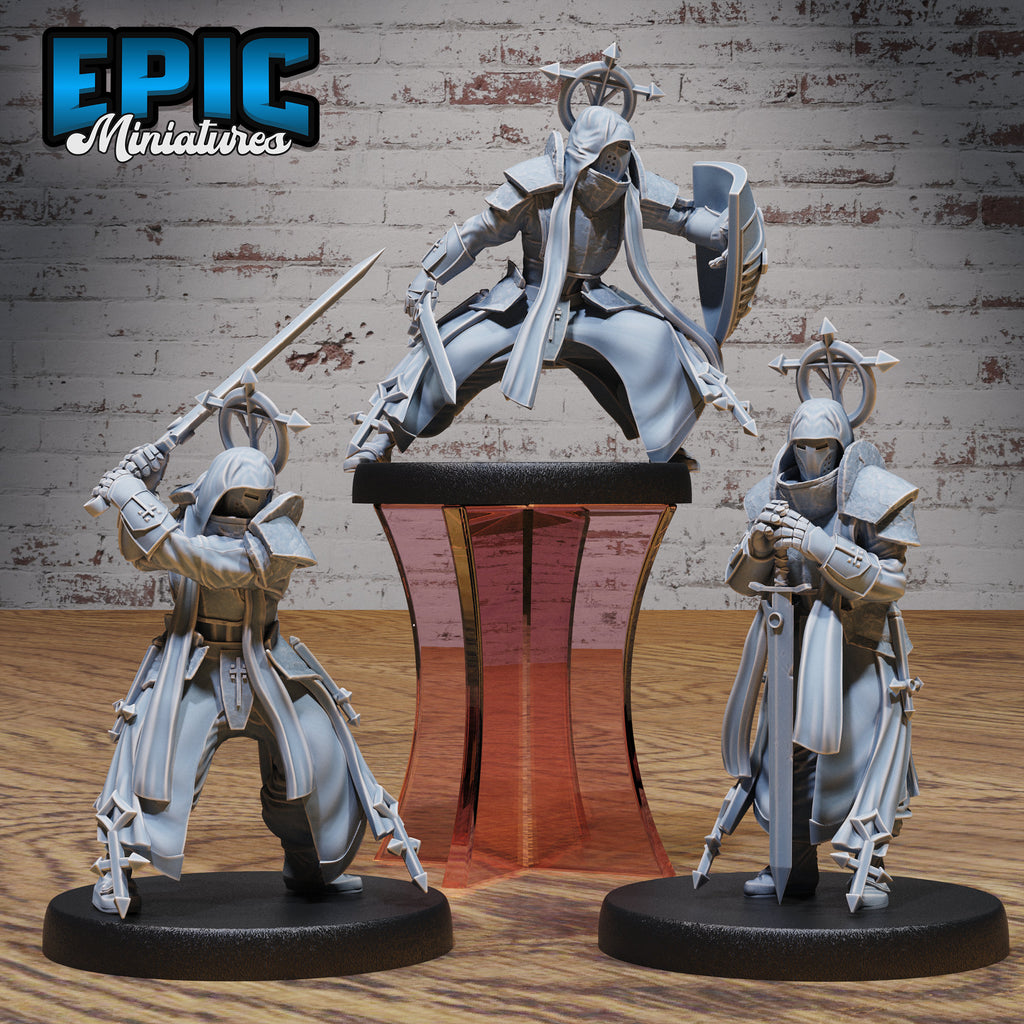 Inquisitor Knight Set of 3 DND miniatures group photo Faith Defender