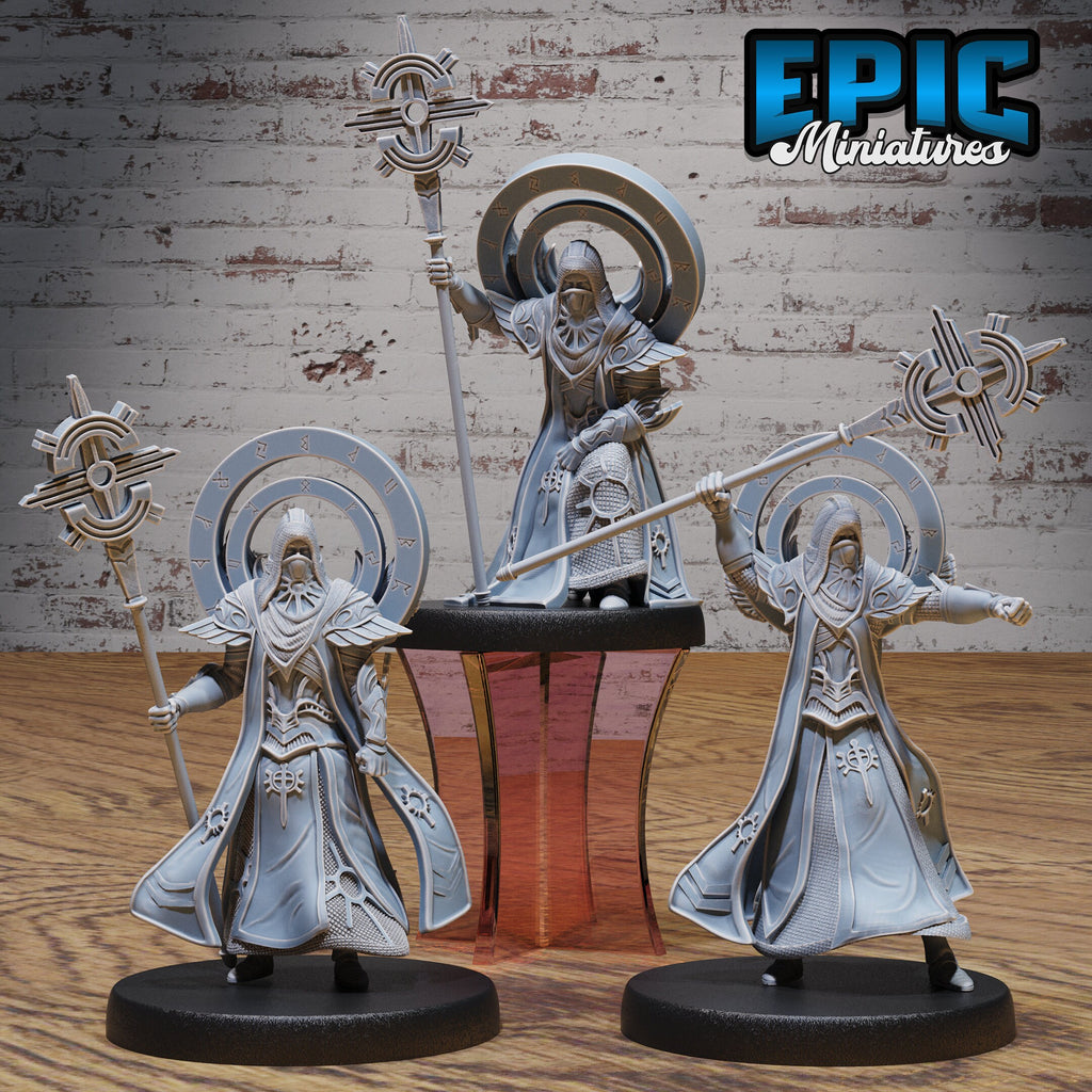 White Priest Set of 3 DND miniatures group photo Faith Defender