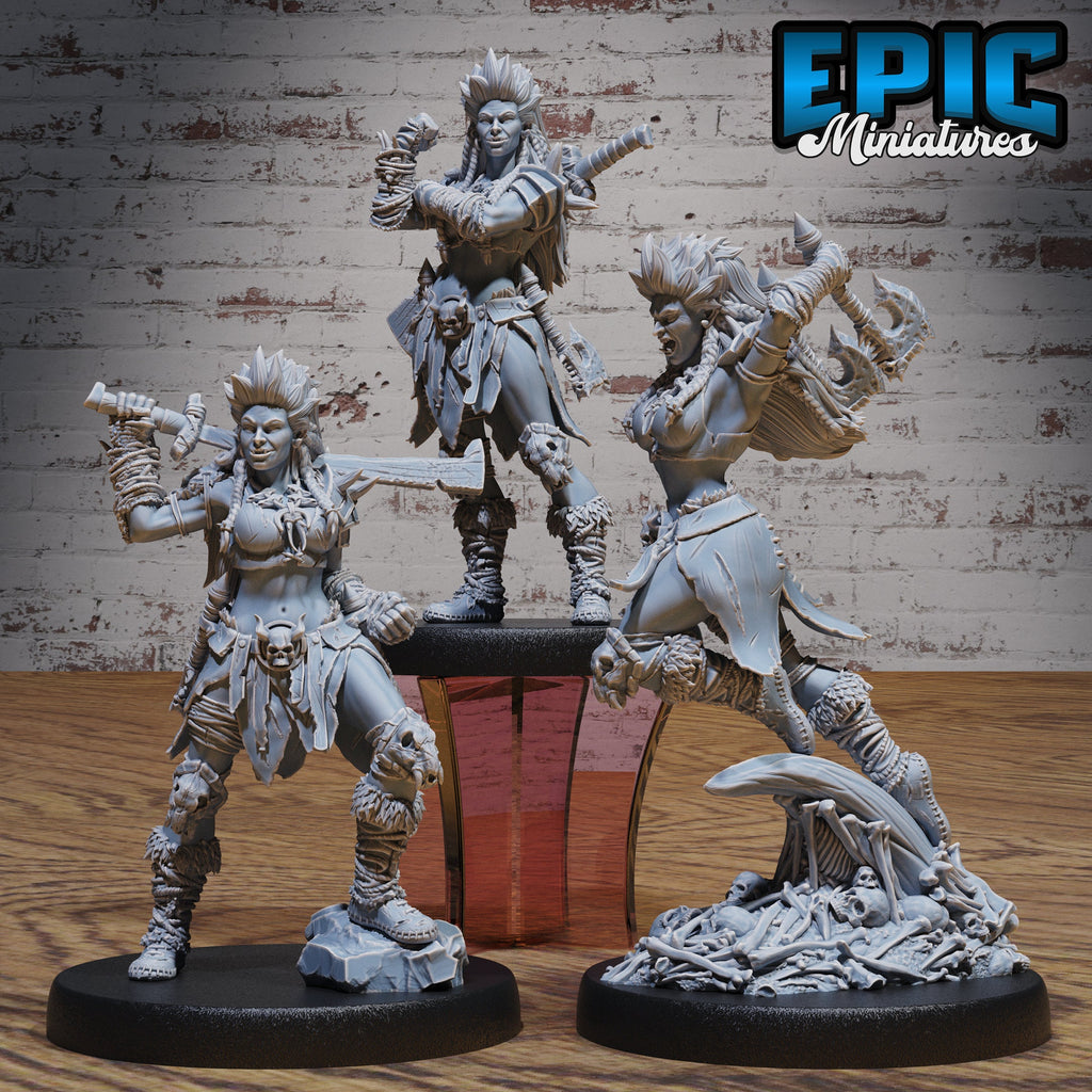Orc Lady Adventurer Set of 3 DND miniatures group photo Beast Hunt