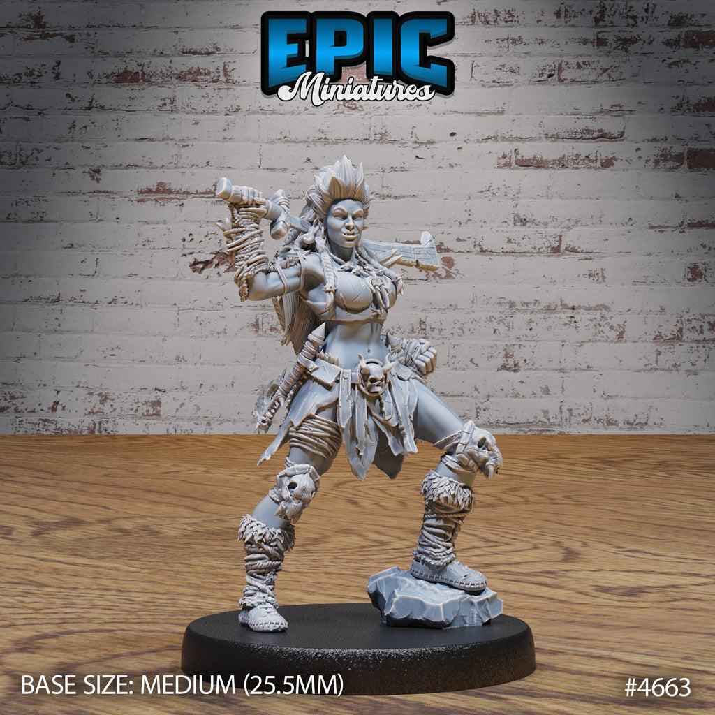 Orc Lady Adventurer Option #4663 front DND miniature Beast Hunt 16k resin