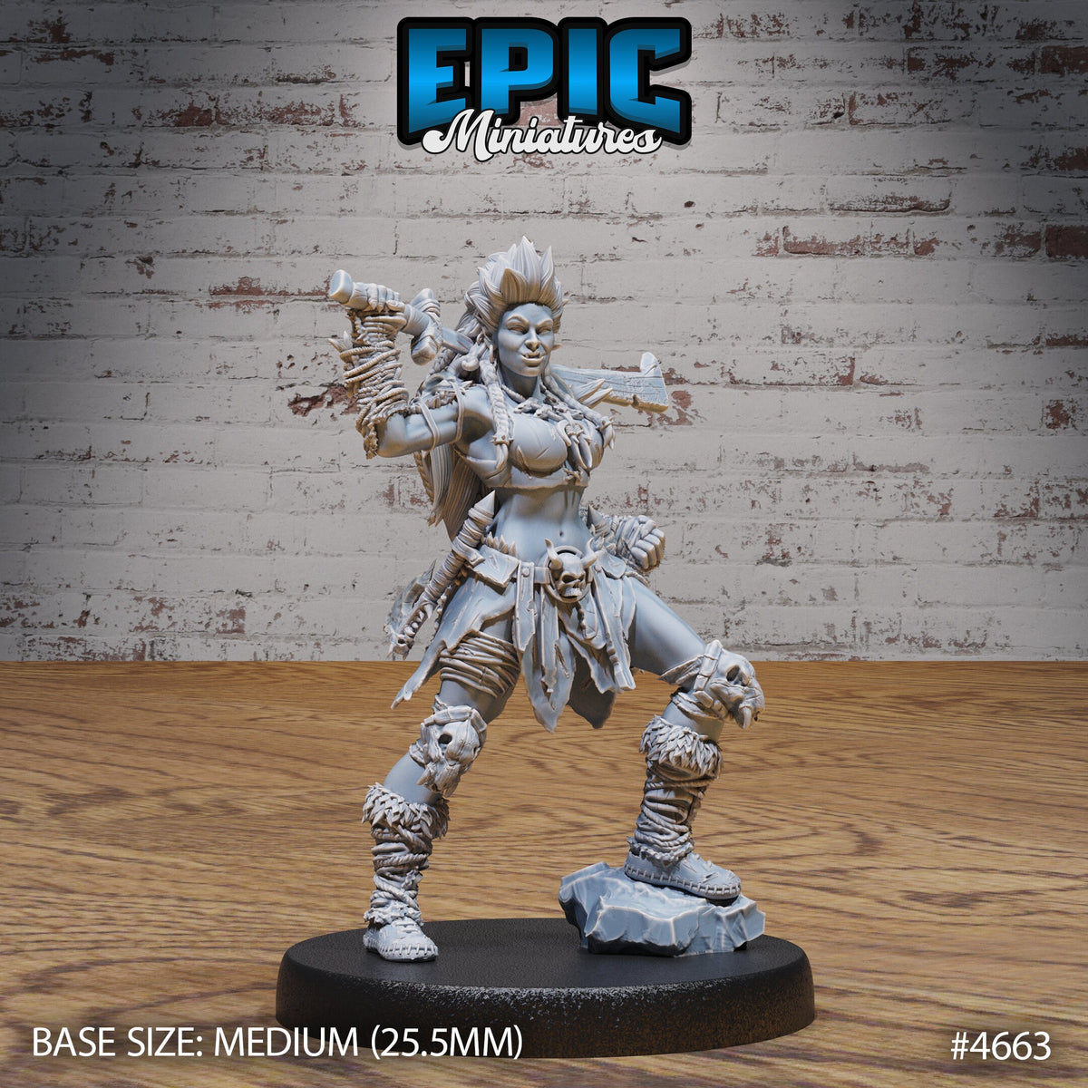 Orc Lady Adventurer Option #4663 front DND miniature Beast Hunt 16k resin