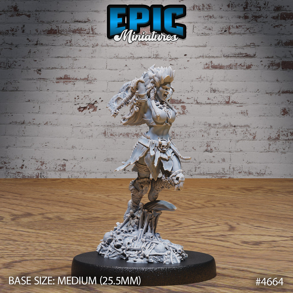 Orc Lady Adventurer Option #4664 front DND miniature Beast Hunt 16k resin