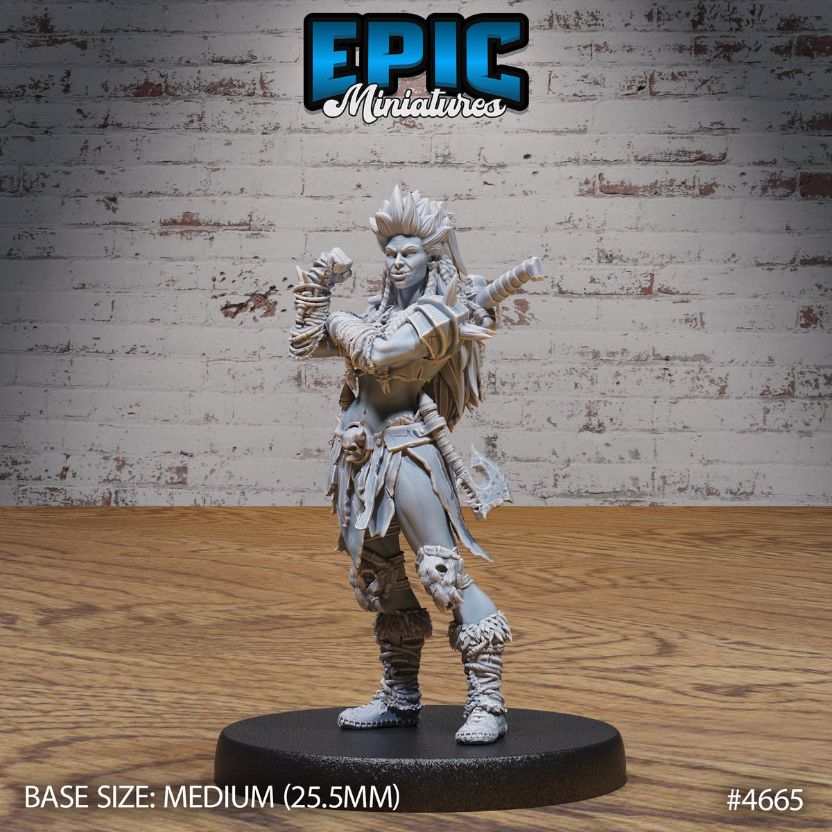 Orc Lady Adventurer Option #4665 front DND miniature Beast Hunt 16k resin