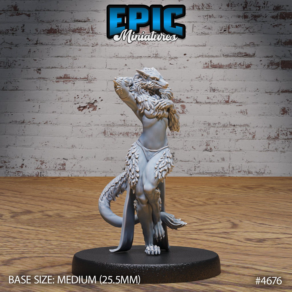Werewolf Female Four inch scale 1 front DND miniature Beast Hunt 16k resin