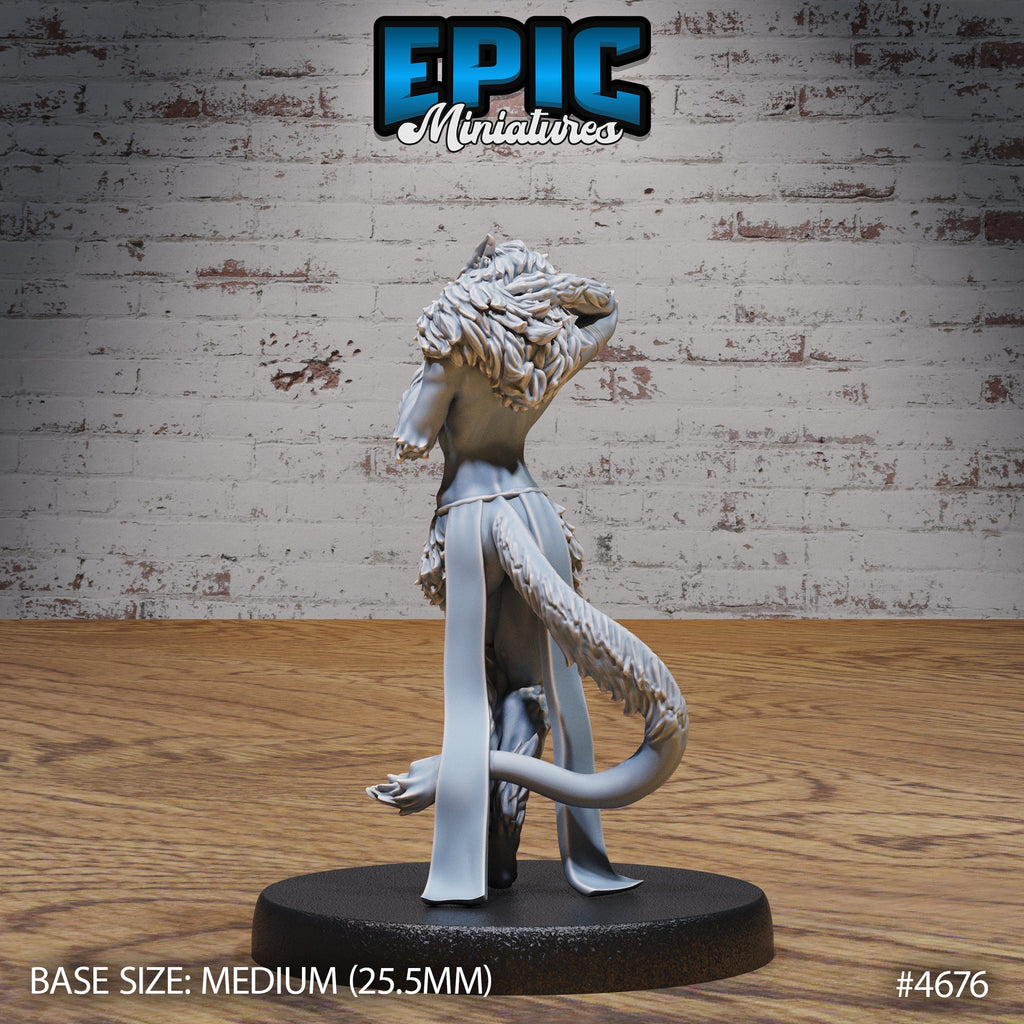 Werewolf Female Four inch scale 2 front DND miniature Beast Hunt 16k resin