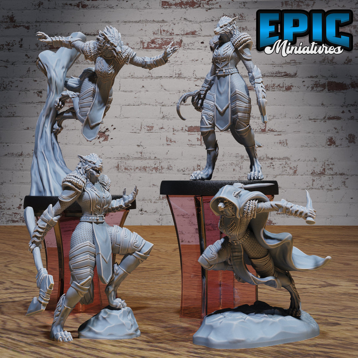 Werewolf Armored Female Set of 4 DND miniatures group photo Beast Hunt