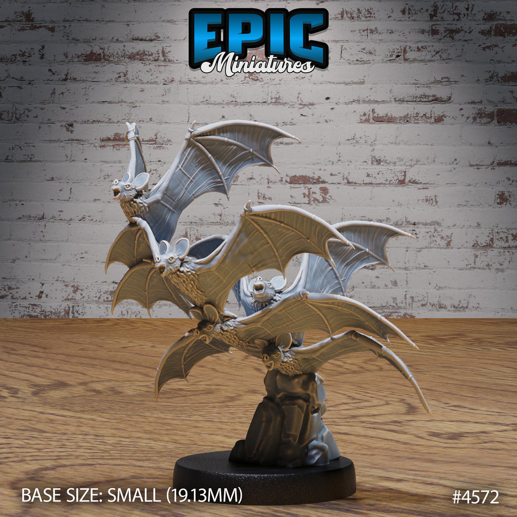 Bat Swarm 100mm & 80mm front DND miniature Vampire Invasion 16k resin