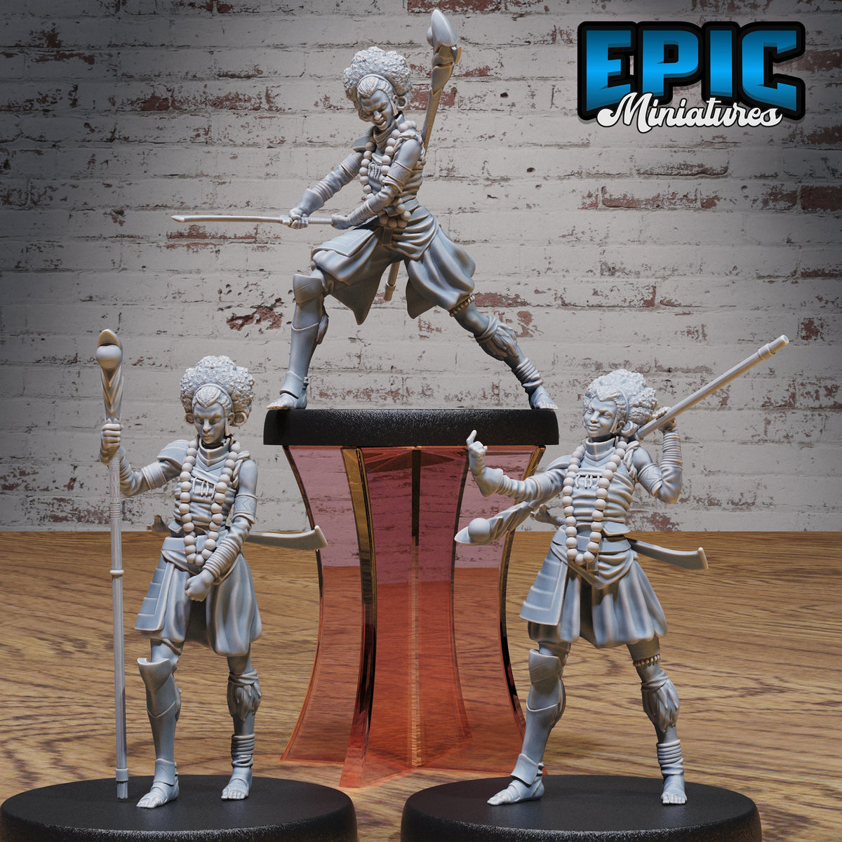 Safari Fighter Player Character Set of 3 DND miniatures group photo Safari Tour