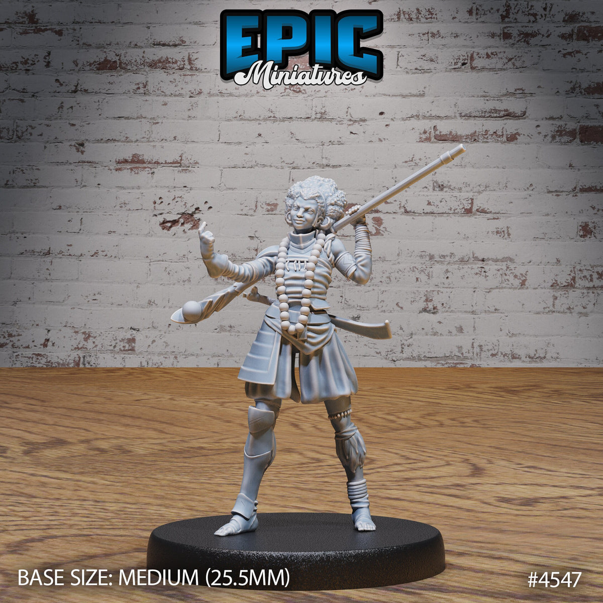 Safari Fighter Player Character Option #4548 front DND miniature Safari Tour 16k resin