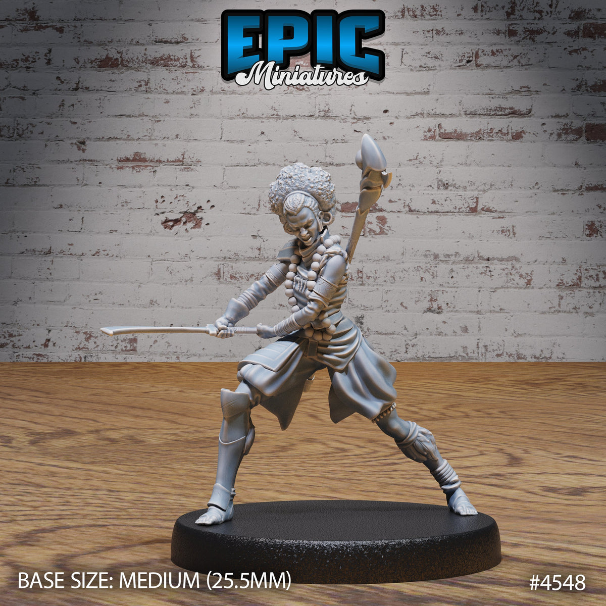 Safari Fighter Player Character Option #4546 front DND miniature Safari Tour 16k resin