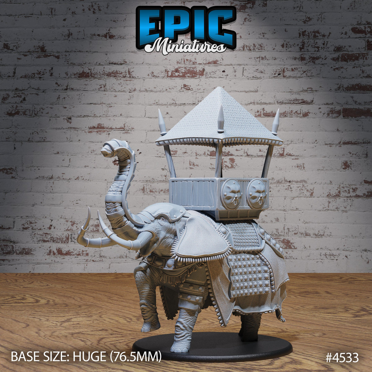 Huge Safari Elephant Mount Option #4533 front DND miniature Safari Tour 16k resin