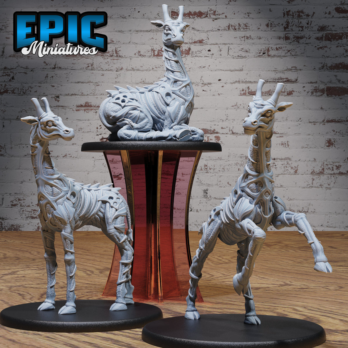 Giraffe Exo Skeleton Set of 3 DND miniatures group photo Safari Tour