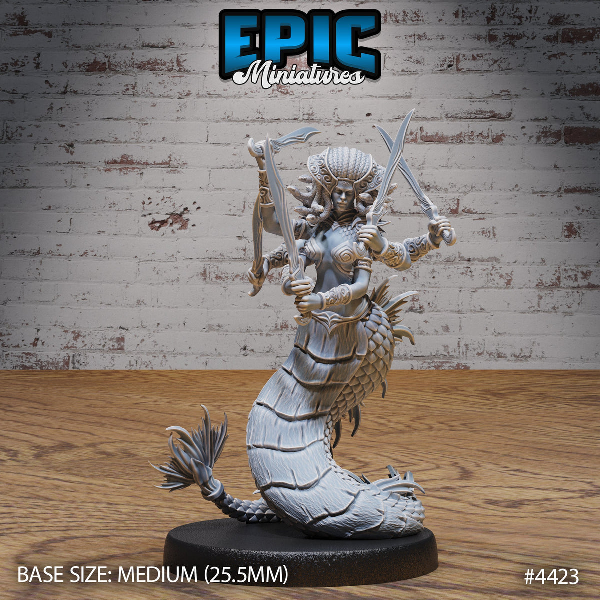 Naga Queen Option #4423 front DND miniature Serpents Rage 16k resin