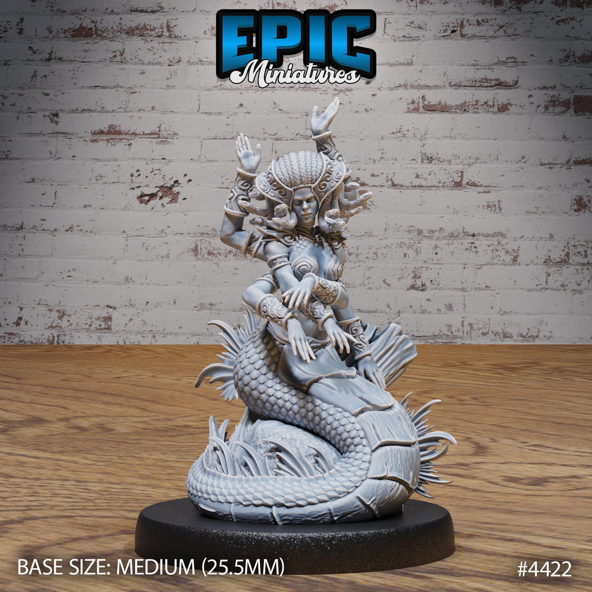 Naga Queen Option #4422 front DND miniature Serpents Rage 16k resin