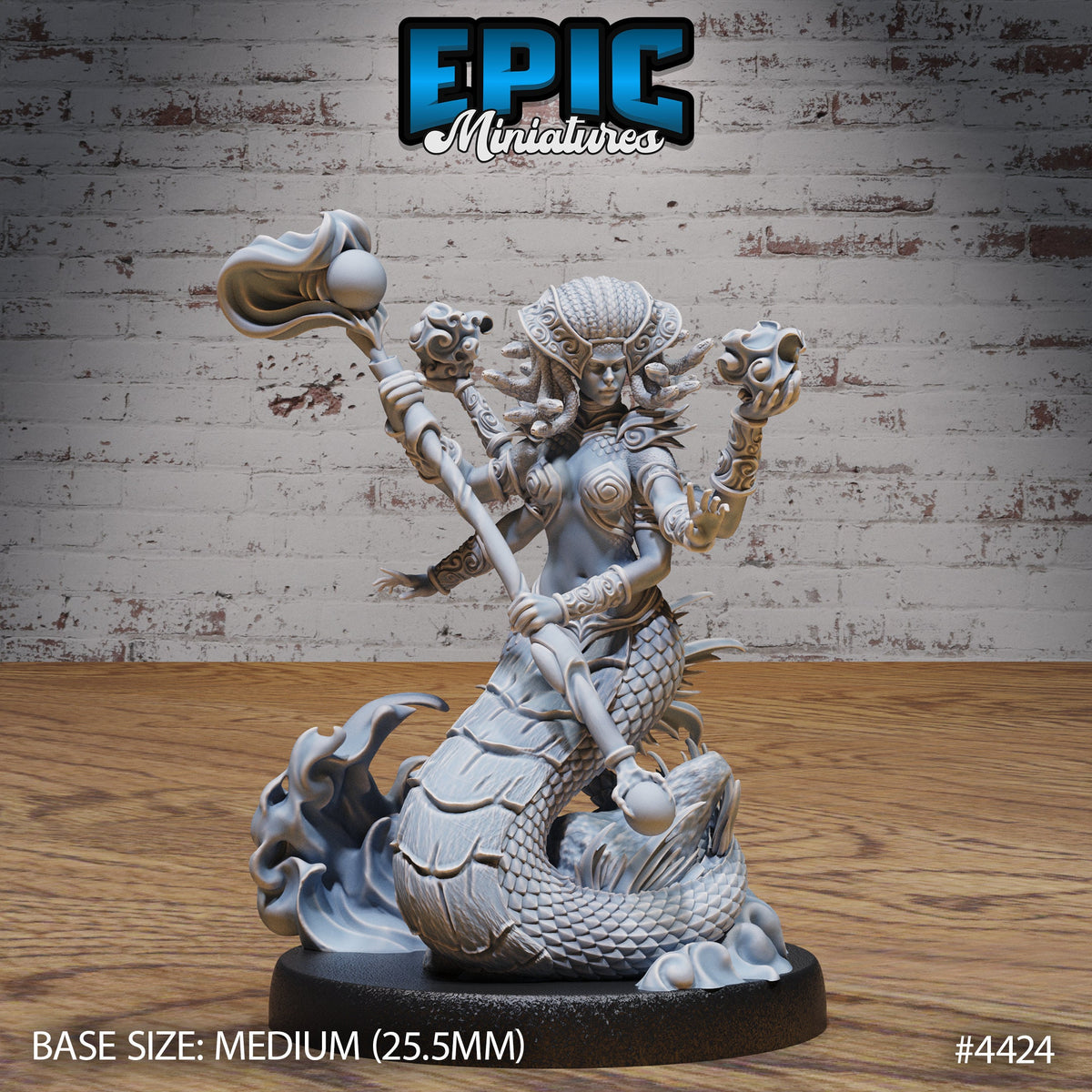 Naga Queen Option #4424 front DND miniature Serpents Rage 16k resin