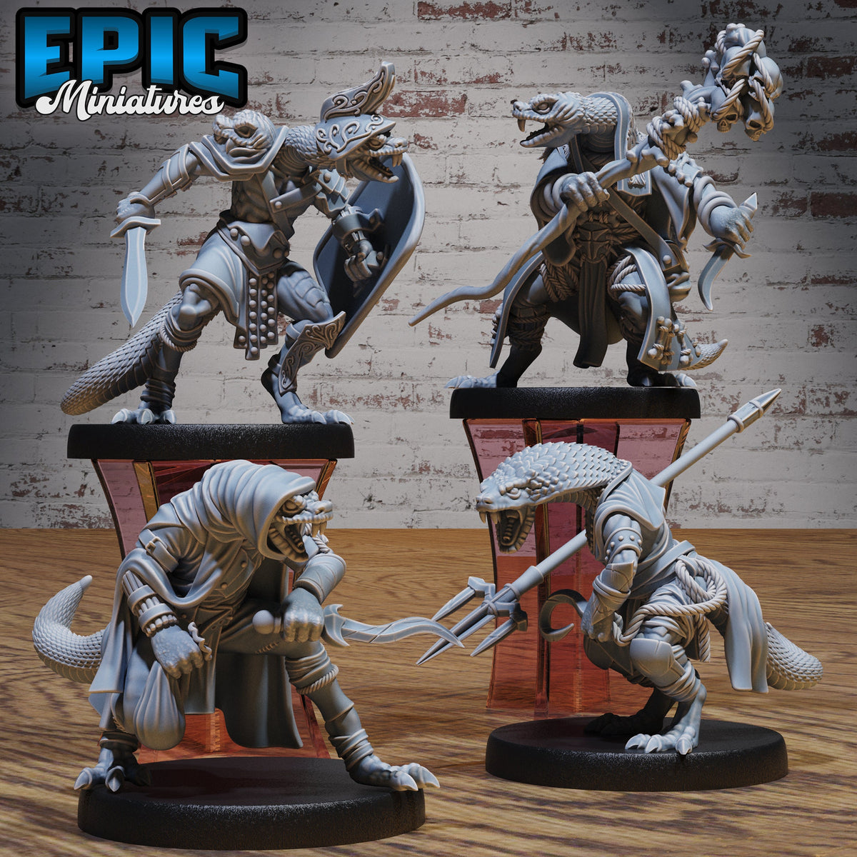 Serpent Folk Set of 8 DND miniatures group photo Serpents Rage