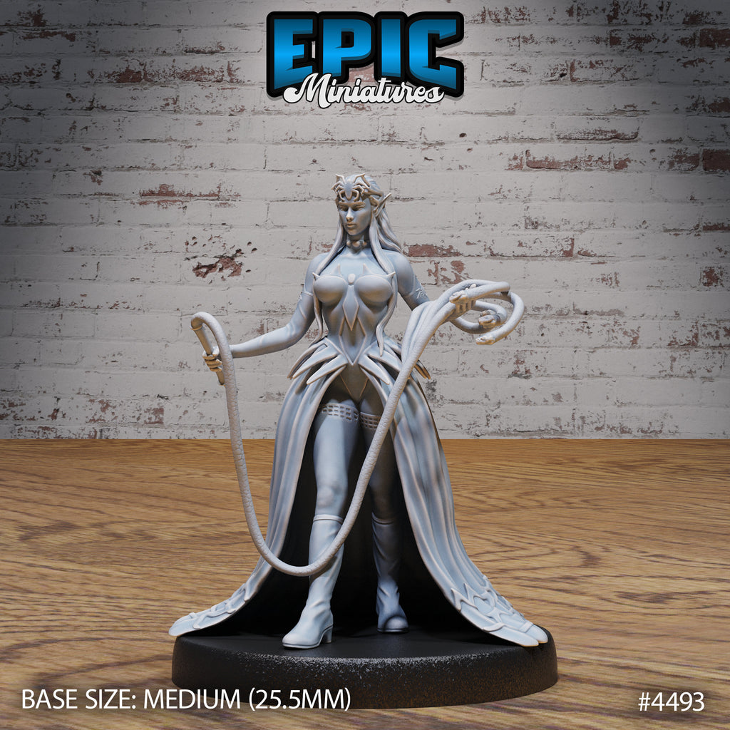 Dark Elf Domina Set of 3 DND Minis | Vampire Invasion | TTRPG | Drow Elves Underdark Dragon Heist Whip Bow Staff Option #4493 back DND miniature  16k resin