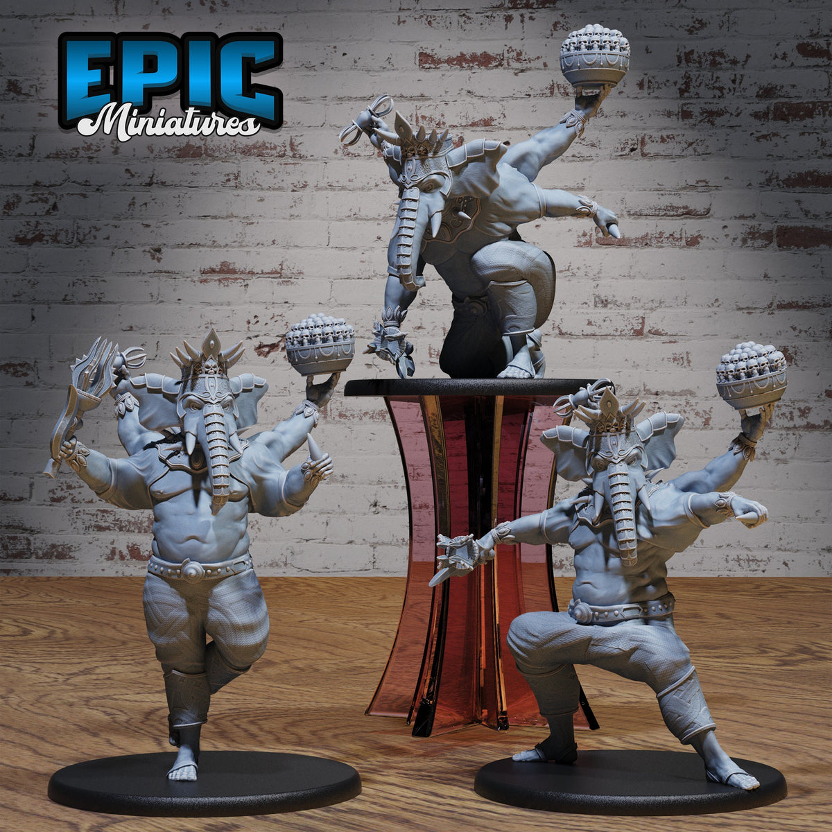 Elephant God Avatar Set of 3 DND miniatures group photo Serpents Rage
