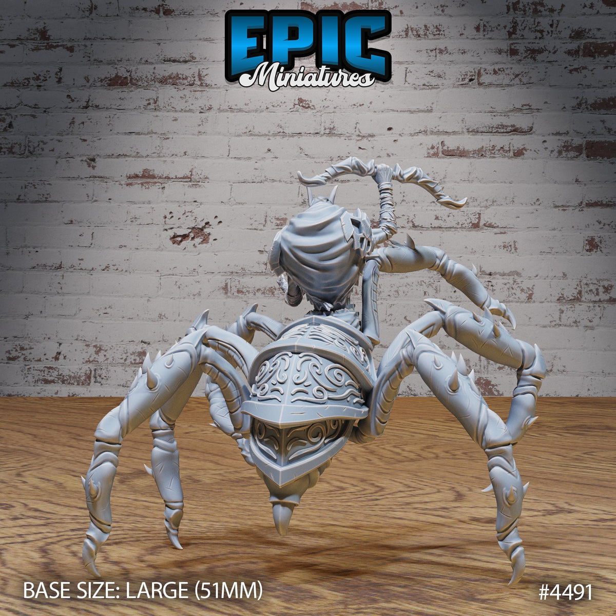 Dark Elf Spider Option #4492 front DND miniature Deep Dark Caves 16k resin