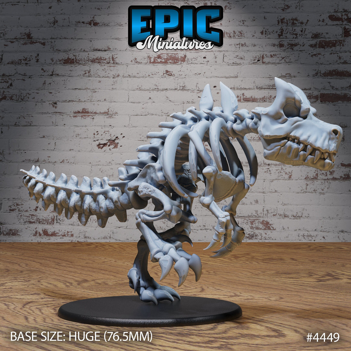 Skeleton T-Rex Mount Option #4449 front DND miniature Safari Tour 16k resin