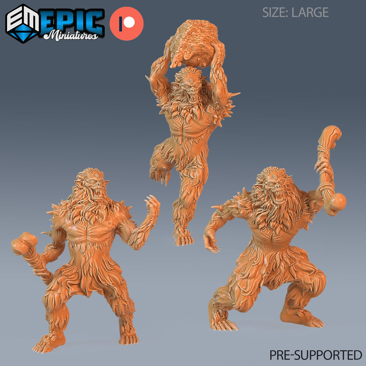 Burrowing Troll Set of 3 DND miniatures group photo Caves of Despair