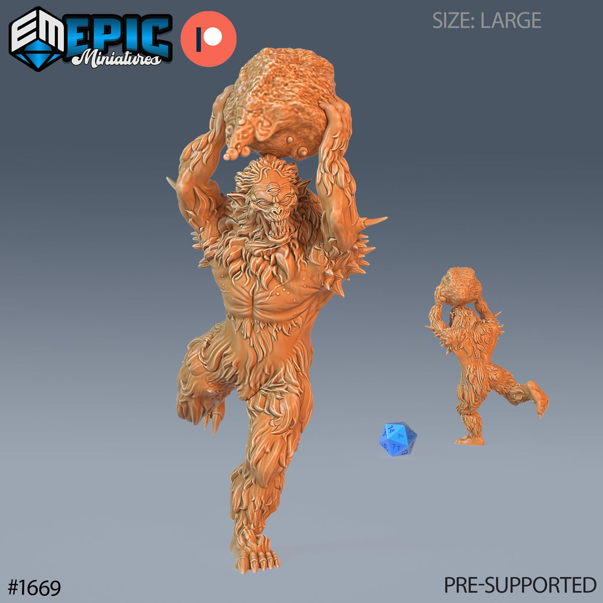 Burrowing Troll Option #1669 front DND miniature Caves of Despair 16k resin