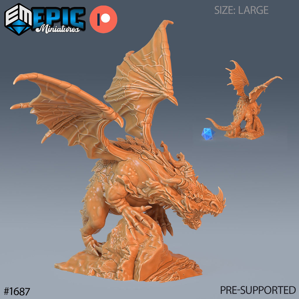 Cave Dragon Option #1687 front DND miniature Caves of Despair 16k resin