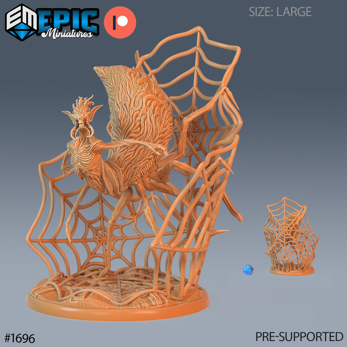 Drider Abomination Option #1696 front DND miniature Caves of Despair 16k resin