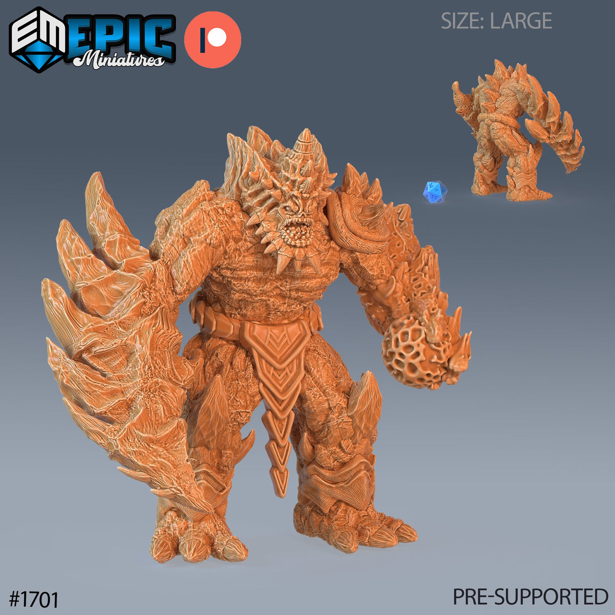 Lava Golem Option #1701 front DND miniature Caves of Despair 16k resin