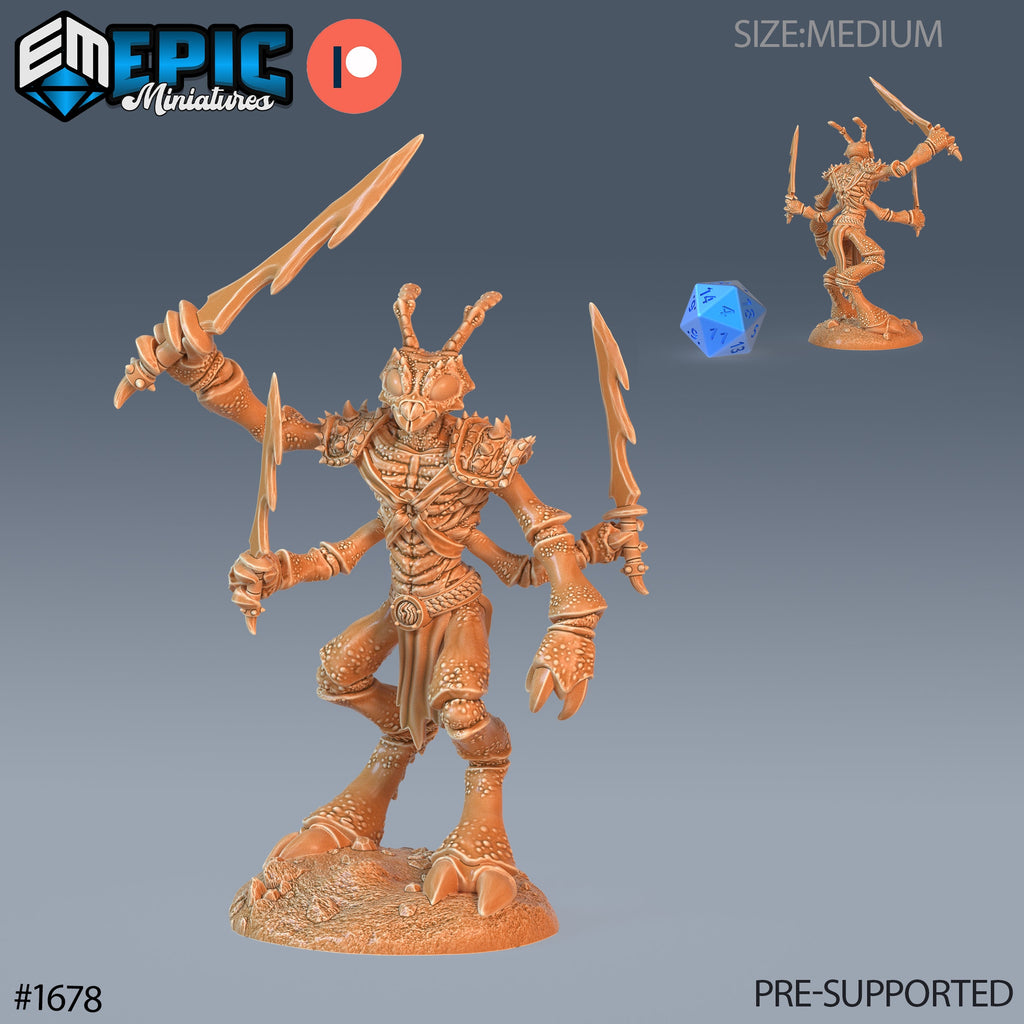 Thri Kreen Insectoid Ant Option #1678 front DND miniature Caves of Despair 16k resin