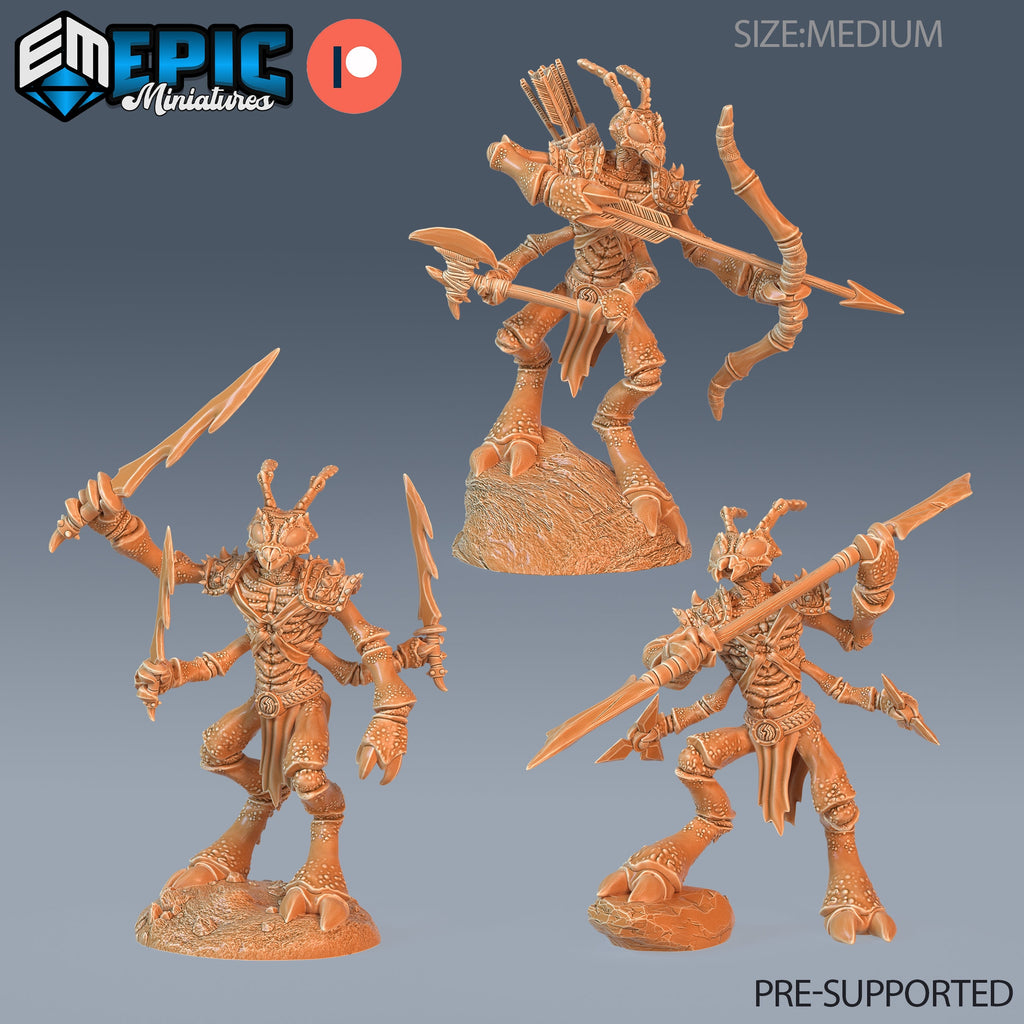 Thri Kreen Insectoid Ant Set of 3 DND miniatures group photo Caves of Despair