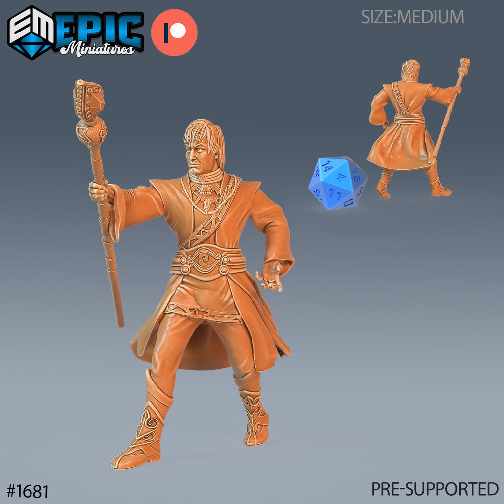 Earth Wizard Option #1681 front DND miniature Caves of Despair 16k resin