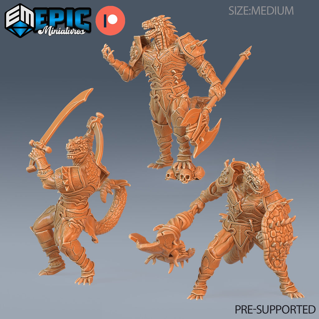 Lizardfolk Warrior Set of 3 DND miniatures group photo Caves of Despair